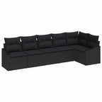 Gartensofa-set mit Kissen 6 pcs Schwarz Poly-Rattan