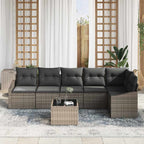 Gartensofa-set mit Kissen 7 pcs Hellgrau Poly-Rattan