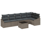 Gartensofa-set mit Kissen 7 pcs Hellgrau Poly-Rattan