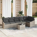 Gartensofa-set mit Kissen 7 pcs Hellgrau Poly-Rattan
