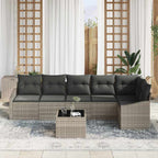 Gartensofa-set mit Kissen 7 pcs Hellgrau Poly-Rattan