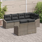 Gartensofa-set mit Kissen mit Speicher 7 pcs Grau Poly-Rattan