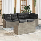 Gartensofa-set mit Kissen 7 pcs Hellgrau Poly-Rattan