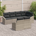 Gartensofa-set mit Kissen 7 pcs Hellgrau Poly-Rattan
