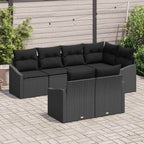 Gartensofa-set mit Kissen 7 pcs Schwarz Poly-Rattan