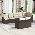 Gartensofa-set mit Kissen 8 pcs Braun und Weiß Poly-Rattan