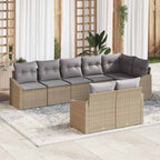 Gartensofa-set mit Kissen 8 pcs Beige und Hellgrau Poly-Rattan
