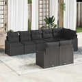 Gartensofa-set mit Kissen 8 pcs Schwarz Poly-Rattan
