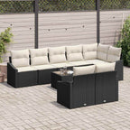 Gartensofa-set mit Kissen 9 pcs Braun und Creme Poly-Rattan
