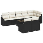 Gartensofa-set mit Kissen 9 pcs Braun und Creme Poly-Rattan