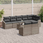 Gartensofa-set mit Kissen 9 pcs Hellgrau Poly-Rattan