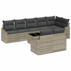Gartensofa-set mit Kissen 9 pcs Hellgrau Poly-Rattan