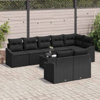 Gartensofa-set mit Kissen 9 pcs Schwarz Poly-Rattan