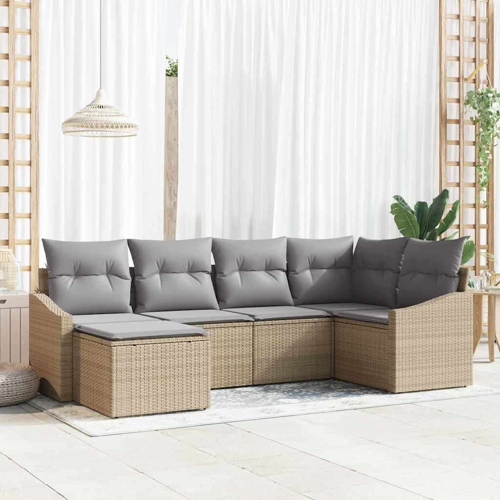 Garten Essgruppe mit Kissen 6 pcs Beige und Hellgrau