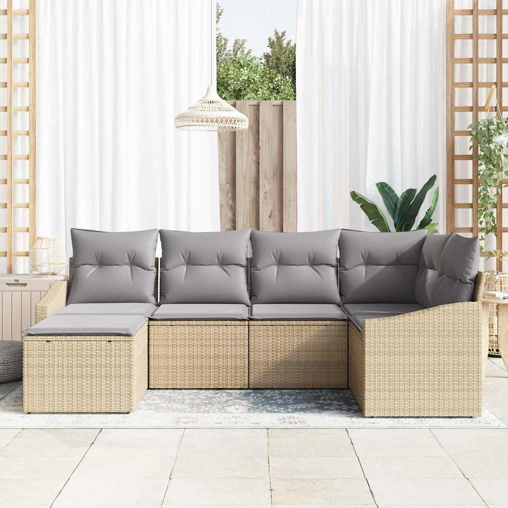 Garten Essgruppe mit Kissen 6 pcs Beige und Hellgrau