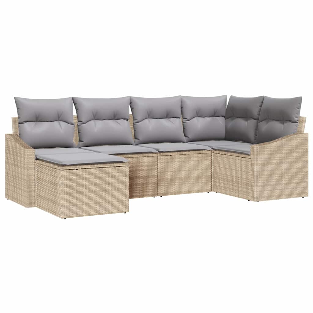 Garten Essgruppe mit Kissen 6 pcs Beige und Hellgrau