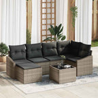 Garten Essgruppe mit Kissen mit Speicher 7 pcs Hellgrau