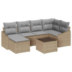 Garten Essgruppe mit Kissen 7 pcs Beige und Hellgrau