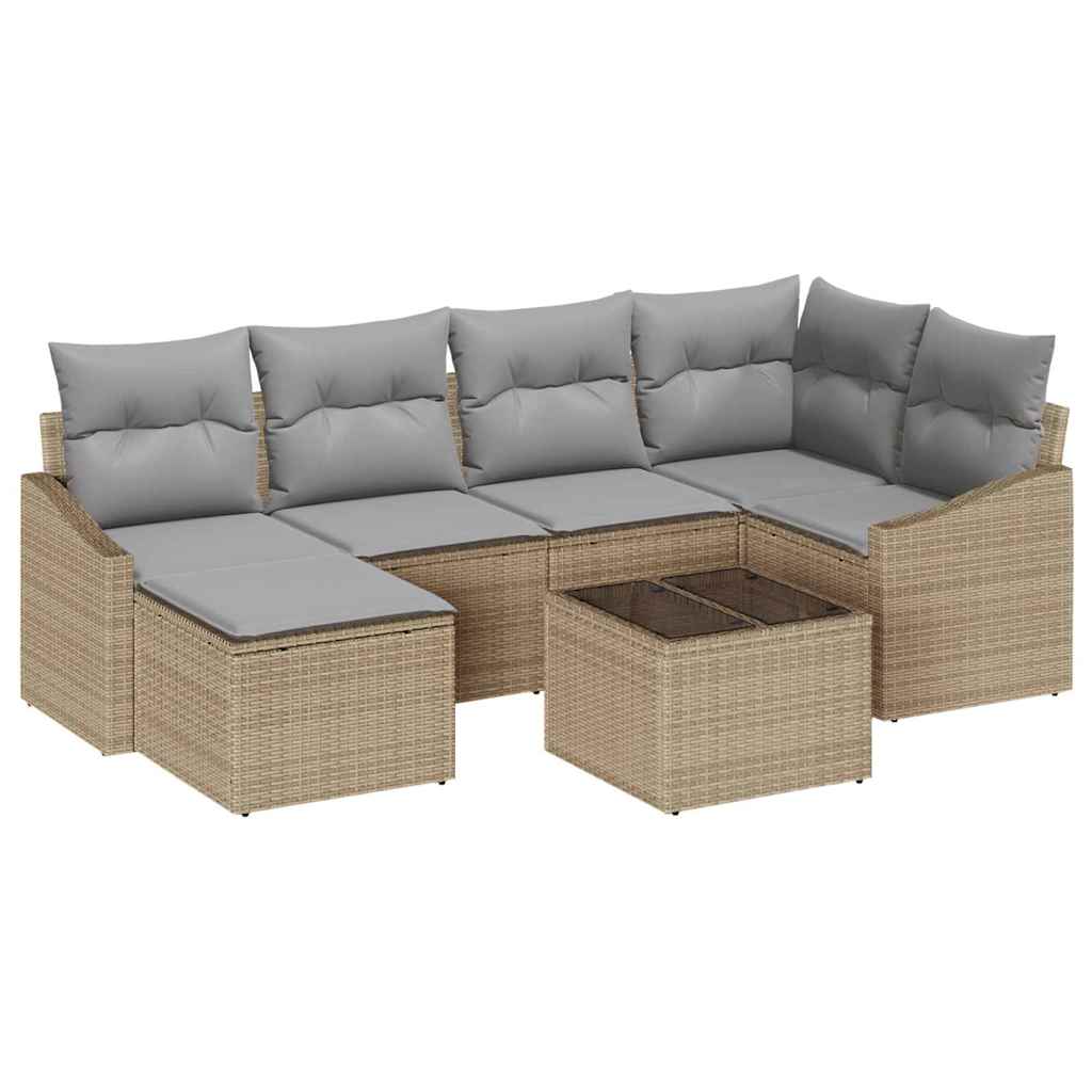 Garten Essgruppe mit Kissen 7 pcs Beige und Hellgrau