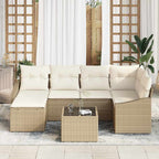 Garten Essgruppe mit Kissen mit Speicher 7 pcs Beige und Creme