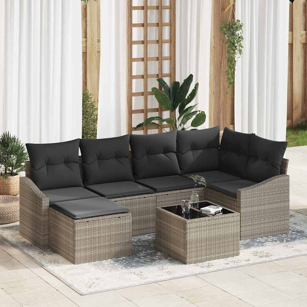 Garten Essgruppe mit Kissen mit Speicher 7 pcs Hellgrau