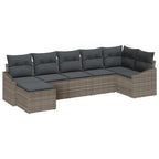 Garten-Sofa-Set mit Kissen mit Speicher 7 pcs Grau Poly-Rattan