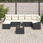 Garten-Sofa-Set mit Kissen 8 pcs Braun und Creme Poly-Rattan