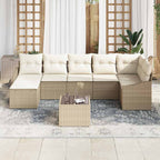 Garten-Sofa-Set mit Kissen 8 pcs Beige und Creme Poly-Rattan