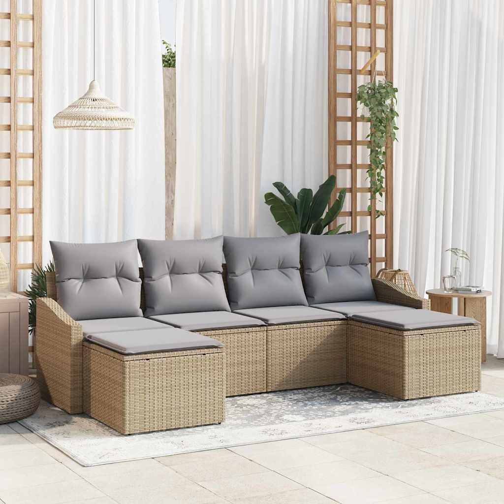 Garten Essgruppe mit Kissen 6 pcs Beige und Hellgrau
