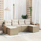 Garten Essgruppe mit Kissen mit Speicher 6 pcs Beige und Creme