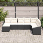 Gartensofa-set mit Kissen 8 pcs Schwarz und Creme Poly-Rattan