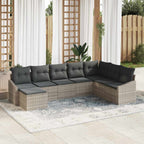 Gartensofa-set mit Kissen 8 pcs Hellgrau Poly-Rattan