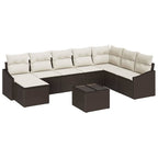 Gartensofa-set mit Kissen 8 pcs Braun und Creme Poly-Rattan
