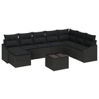 Gartensofa-set mit Kissen 8 pcs Schwarz Poly-Rattan