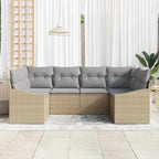 Gartensofa-set 6 pcs Beige und Hellgrau Poly-Rattan