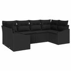 Gartensofa-set mit Speicher 6 pcs Schwarz Poly-Rattan