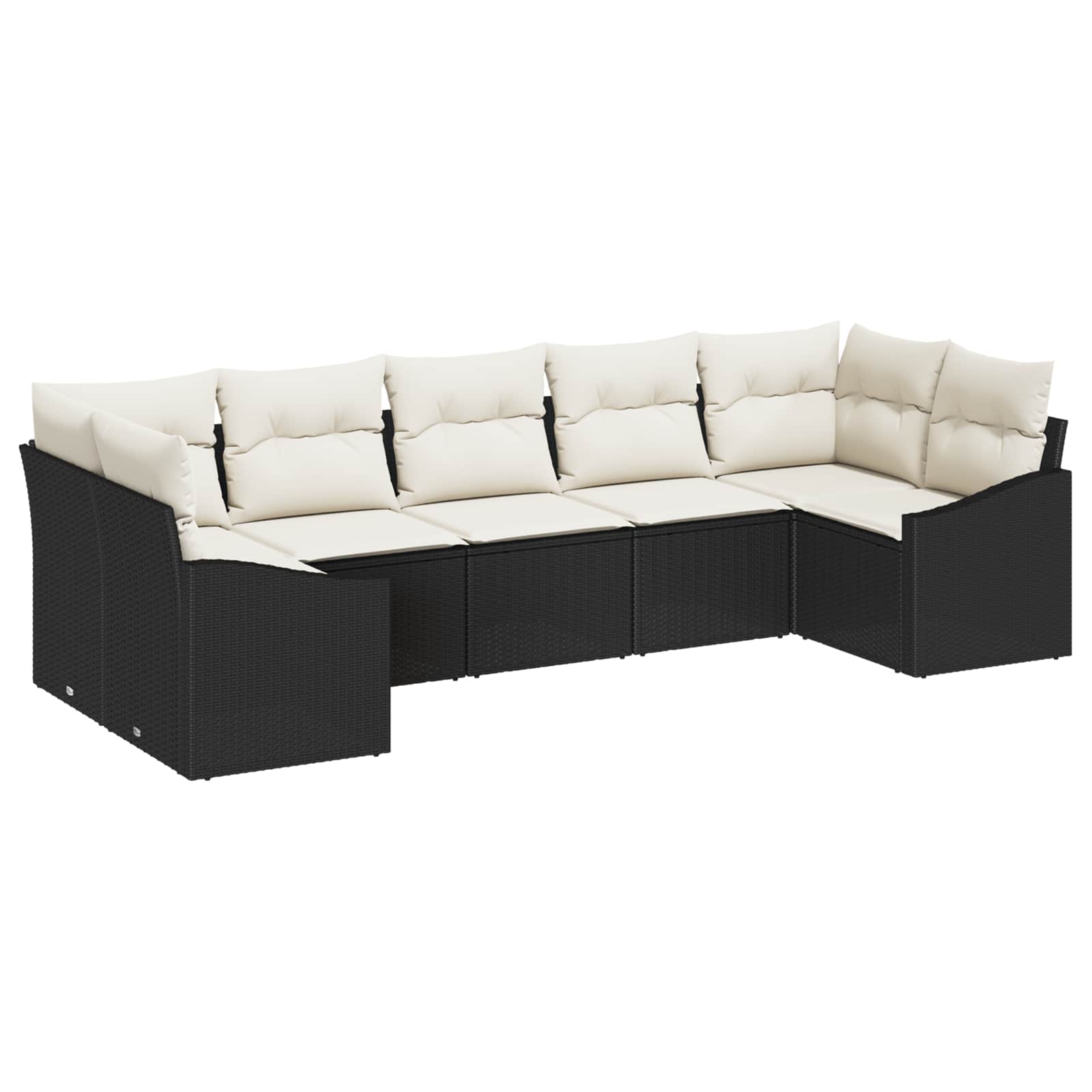 Gartensofa-set mit Speicher 7 pcs Schwarz und Creme Poly-Rattan
