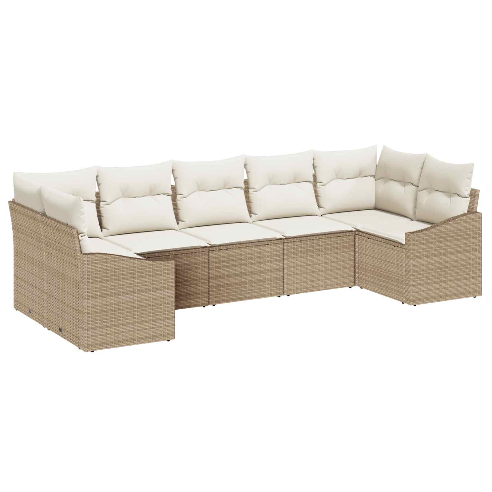 Gartensofa-set mit Speicher 7 pcs Beige und Creme Poly-Rattan