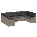 Gartensofa-set mit Speicher 9 pcs Grau Poly-Rattan