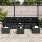Gartensofa-set mit Kissen 8 pcs Schwarz Poly-Rattan