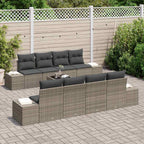 Garten-Sofa-Set mit Kissen mit Speicher 8 pcs Grau Poly-Rattan
