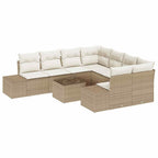Garten-Sofa-Set mit Kissen 9 pcs Beige und Creme Poly-Rattan