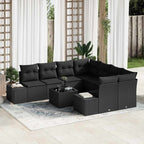 Garten-Sofa-Set mit Kissen 9 pcs Schwarz Poly-Rattan