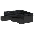 Garten-Sofa-Set mit Kissen 9 pcs Schwarz Poly-Rattan