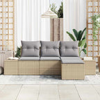 Garten-Sofa-Set mit Kissen 4 pcs Beige und Hellgrau Poly-Rattan
