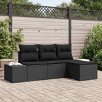 Garten-Sofa-Set mit Kissen mit Speicher 4 pcs Schwarz