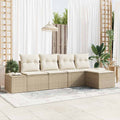 Garten-Sofa-Set mit Kissen 5 pcs Beige und Creme Poly-Rattan