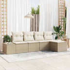 Garten-Sofa-Set mit Kissen 5 pcs Beige und Creme Poly-Rattan