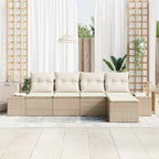 Garten-Sofa-Set mit Kissen 5 pcs Beige und Creme Poly-Rattan