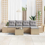 Garten-Sofa-Set mit Kissen 5 pcs Beige und Hellgrau Poly-Rattan